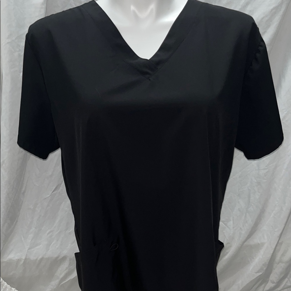 Green Town 4 Flex Women's V-Neck Scrubs 3 Set - Black, Charcoal, Navy - Picture 3 of 12